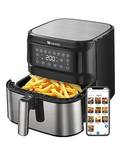 Proscenic T21 Air Fryer, 5.5L Air Fryers for Home Use, 8 Presets, LED Onetouch Screen, 100+ Recipes Online, Low Fat Cooking, Non-Stick Basket, 17
