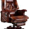 YT.JYUERI Relax Comfortably Safe Office Solid Wood Leather boss Chair，Solid Cowhide Executive Chair, boss Chair, liftable Swivel Chair, Mini Home