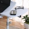 LUKEO Portable Laptop Table for Bed Height and Angle Adjustable Computer Desk Office Desk with Universal Brake Wheel (Color : Argento)