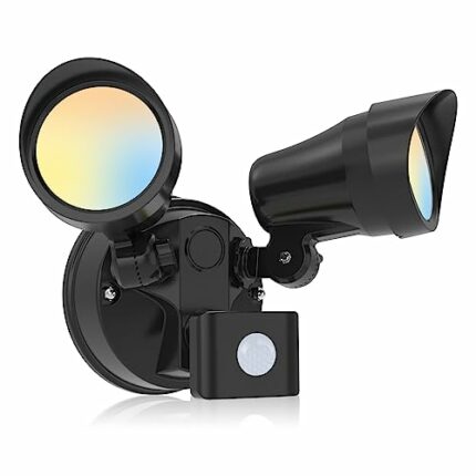 ALUSSO LIGHTING LED Security Lights Outdoor Motion Sensor, IP54 Waterproof Floodlights Warm Neutral Cool Adjustable Pir Spotlight Outdoor Double