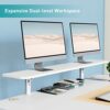 WOKA 55 x 28 Inch Electric Standing Desk with Wheels, Height Adjustable Stand up Desk with a Monitor Stand Riser, Standing Computer Desk with Mem