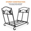 IBS Outdoor Indoor Firewood Racks, Fireplace Log Holder, Storage Carrier of Wood, Black, Foldable, Fire pit Stove Decorative Holders Accessories