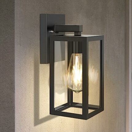 Aranzyec Outdoor Wall Lights Mains Powered, Max 100W E27 Aluminum Outside Wall Lamp, Black Wall Sconce, IP54 Waterproof, Garden Lights for Front