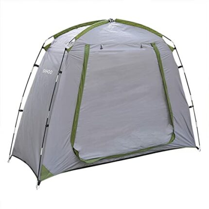 Mibee Waterproof Outdoor Bicycle Storage Shed Bike Tent Silver Coated Polyester Bike Shelter Space Saving Bicycle Garden Tool Storage Cover, Gray