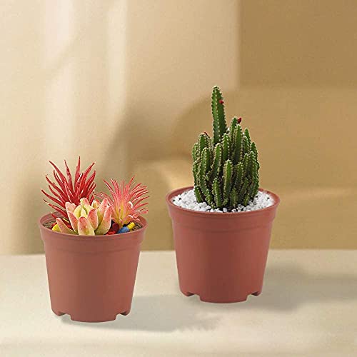 WAIZHIUA 50Pcs 7.5cm Plant Flower Pots, Plastic Plant Nursery Pots Small Flower Plant Container with 100Pcs Plant Labels for Succulent Fruit Vege