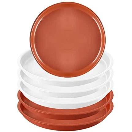 AMANMAN 6 Pack Plant Saucers 20cm Flower Pot Drip Trays Round Plastic Plant Pot Saucer Heavy Duty Plant Plate Trays Surface Protection for Indoor