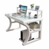 HAWEWE Modern Tempered Glass Computer Desk With Shelf PC Laptop Table Bedroom Simple Study Writing Desk Easy To Install Computer Workstation For