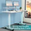 WOKA 55 x 28 Inch Electric Standing Desk with Wheels, Height Adjustable Stand up Desk with a Monitor Stand Riser, Standing Computer Desk with Mem