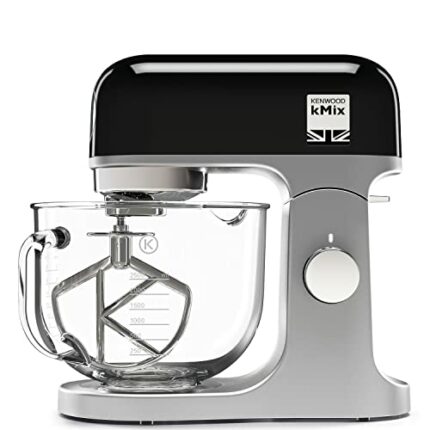 Kenwood kMix Stand Mixer for Baking, Stylish Kitchen Mixer with K-beater, Dough Hook and Whisk, 5L Glass Bowl, Removable Splash Guard, 1000 W, Bl