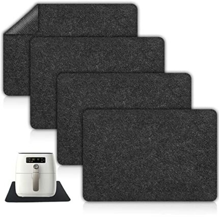 4Pcs Heat Resistant Mat for Air Fryer, Kitchen Countertop Air Fryer Protector Mat, Felt Non-Slip Air Fryer Mat for Ninja Air Fryer, COSORI, Coffe