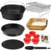 YINGRACE Air Fryer Accessories 9in, 12 PCS BPA-Free Air Fryers Accessory Set Compatiable for Cosori 5.5L, Instant 5.7L, Tower 7L, Phillips 7.3L,