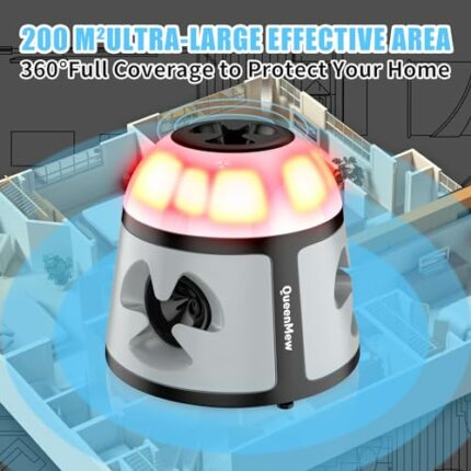 4 Working Modes Mice Repellent Plug in with Flashing Light, 200 M² Wide Frequency Range Pest Repeller Outdoor Indoor for Rodent Mice Rat Spider C
