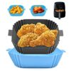 2PCS Silicone Air Fryer Pot, Reusable Air Fryer Liner, Heat Resistant Air Fryer Basket, Air Fryer Silicone Liner Replacement of Parchment Liner,
