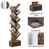 Rolanstar Tree Bookshelf Bookcase with Drawer, Floor Standing Tree Bookcase, Bookshelves Storage Rack for CDs/Movies/Books, Utility Organizer She