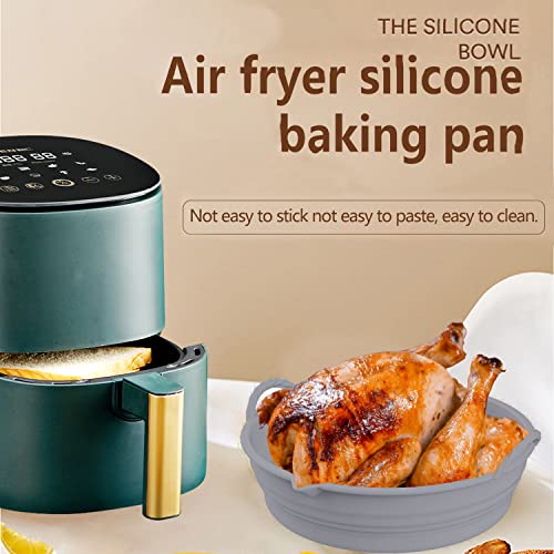 Silicon Air Fryer Liner 2Pack Reusable Ninja Food Safe Liner Baking Tray Basket Heat Resistant Air Fryer Pot Microwave Oven Accessories (Round 7.