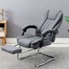 WALNUT Ergonomic Office Recliner Chair with Lumbar Support Modern Simple Leisure Chair Study Chair Fabric Office Chair Bow Chair (Color : Gray)