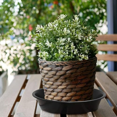 HBSTK 18 Pack Plant Saucers,urable Thicker Plastic Plant Trays for Indoors and Outdoor, Plant Saucer Drip Trays (150M / 20CM/25CM, Black,Clear,Br