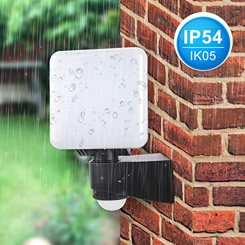 Outdoor LED Wall Light with Motion Sensor, 10W IP54 PIR Infrared Motion Sensor Outside Security LED Flood Light, 900LM 4000K Daylight White, Idea