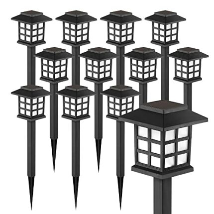 GIGALUMI Solar Pathway Lights Outdoor, 12 Pack Solar Lights Outdoor,Solar Garden Lights,Solar Walkway Lights for Garden, Landscape, Path, Yard, P