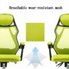 WALNUT Ergonomic Swivel Chair Executive Adjustable Task High Back Computer Stool, Office Mesh Chair with Armrests (Color : Green)