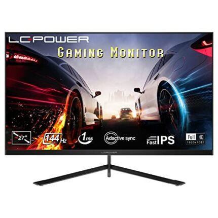 LC-Power Gaming Monitor 144hz, 27 Inch Computer Monitor FHD 1080P 1 ms Fast IPS, Business Screen LCD Desktop Monitor with HDMI+VGA, 93% sRGB, Eye