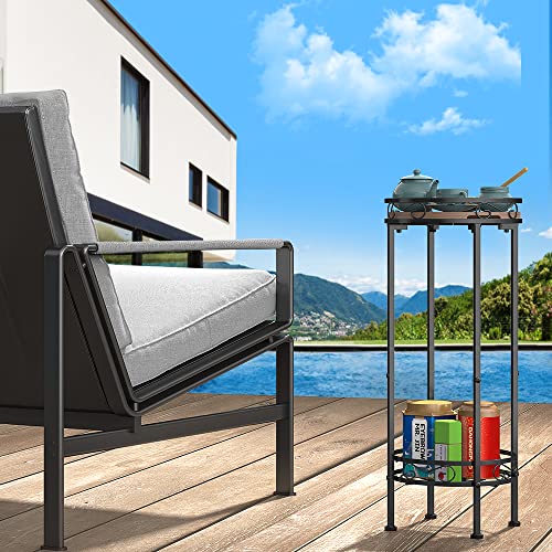 Mutool 2 Tier Tall Plant Stand, Metal Plant Stands Indoor 70x30cm, Flower Stand Flower Pot Display Stand for Garden Patio, Black