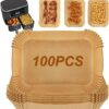 100pcs Square Air Fryer Liners Disposable, Air Fryer Parchment Paper Liners Air Fryer Accessories Compatible with Ninja AF300UK AF400UK, Salter a