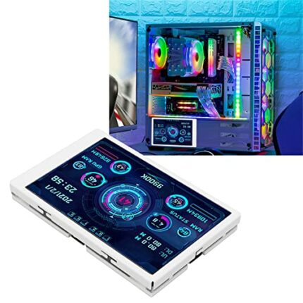 CCYLEZ 3.5in IPS USB Mini Screen, AIDA64 Computer Temp Monitor Portable, Eye Protection, PC CPU Data Monitor 320 X 480 (White)