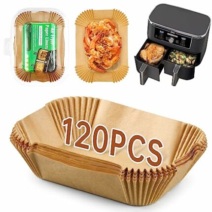120PCS Air Fryer Liners for Ninja Dual, HAUSPROFI Air Fryer AF300UK AF400UK Accessories, Compatible with Ninja, Salter, Tower and Other Dual Zone