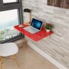 FWZJ Folding Wall-Mounted Drop-Leaf Table, Simple Floating Laptop Desk Dining Table Foldable Hanging Computer Table Small Wooden Desk for Office