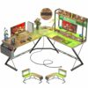 Cyclysio L Shaped Desk with Hutch, Reversible L-Shaped Gaming Desk with LED Lights and Power Outlets, Corner Computer Desk Gaming Desk with Stora