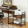 LAVIEVERT File Cabinet with Drawer, Mobile Filing Cabinet Printer Stand with Open Storage Shelves, Printer Table Cart with Wheel for Home Office