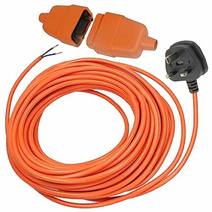 Spares2go 12 Metre Cable & Lead Plug Repair Extension + 2 Core Pin Coupler Connector Socket compatible with Bosch Lawnmowers, Strimmers, Trimmers