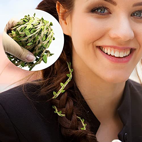 Green Leaves Jute, Leaf Ribbon, Natural Jute Twine String 5m Wedding Party Favor Home Garden Decoration Jute Twine Leaf Rope