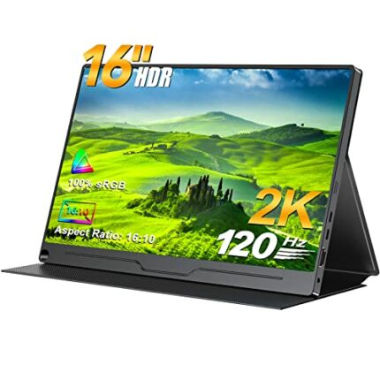 UPERFECT 120Hz Portable Monitor 16 Inch 2K Gaming Monitor Support Freesync/2560 x 1600/HDR, Laptop Monitor with VESA IPS 16:10 Contrast Standard