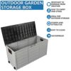 AOOF 75gal 260L Outdoor Garden Plastic Storage Deck Box Chest Tools Cushions Toys Lockable Seat