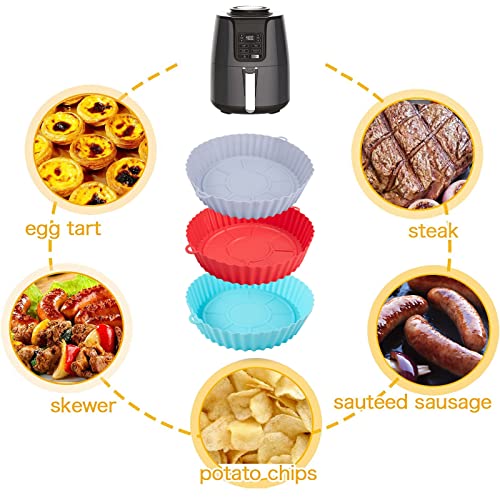 Silicone Air Fryer Liners, 3Pcs Air Fryer Liners Reusable Air Fryer Accessories Silicone Airfryer Liners Air Fryer Silicone Liner for Ninja Air F