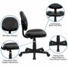 Flash Furniture Mid LeatherSoft Swivel Ergonomic Task Office Chair with Back Depth Adjustment, Metal, Black, Set of 1