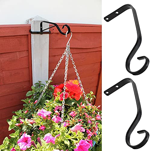 NA 2 Sets Iron Plant Hangers Wall Hooks Hanging Basket Brackets for Garden Bird Feeders, Planters, Lanterns, Wind Chimes,Flower Pot Hook Hanger