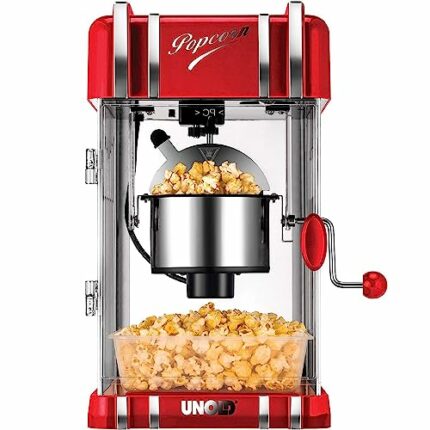 Unold Retro Popcorn Maker 48535 - Vintage Fifties Diner Styling - 300W Electric Kettle - Popcorn Machine for Kernels