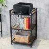 HANS CAO Industrial 3-Shelf Printer Stand, Rustic Printer Cart with Wheels, Large Printer Desk Cart with Storage Shelves, Office Organizer for Ho
