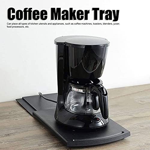 RANNYY Coffee Maker Tray,Sliding Coffee Maker Tray Mat Countertop Coffee Machine Appliance Moving Holder Black