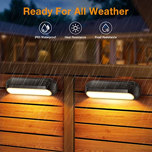 GEARLITE Solar Fence Lights, 4 Pack Solar Lights Outdoor Garden with Warm White and Multi-Colour Changing Modes, Waterproof Garden Ornaments Outd