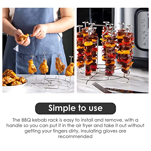 Skewer Stand, Vertical Skewers Holder, Air Fryer Skewer Stand, Skewers Rack, Air Fryer Accessories Grill, Stainless Steel for Kitchen Cooking BBQ
