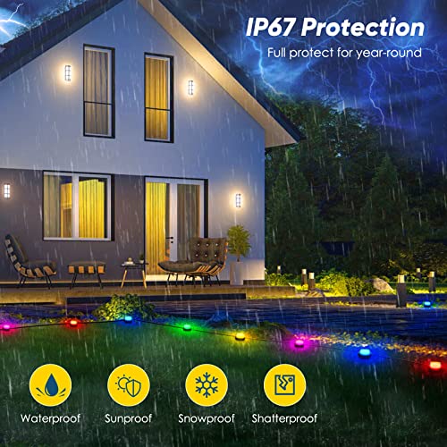 Potuem Ground Lights for Garden, 15 Pack Electric Garden Lights with APP Control and Remote Control, Waterproof Outdoor Pathway Lighting with 213