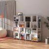 Canbrake 4 Tier 360° Rotating Bookshelf, Corner Bookshelf with Wheels, Rotating Stackable Shelves, Display Floor Standing Bookcase Storage,Multi-