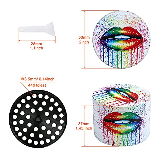 LIHAO 2 inch Grinder 4 Layer Zinc Alloy Spice Grinder - Rainbow Lip