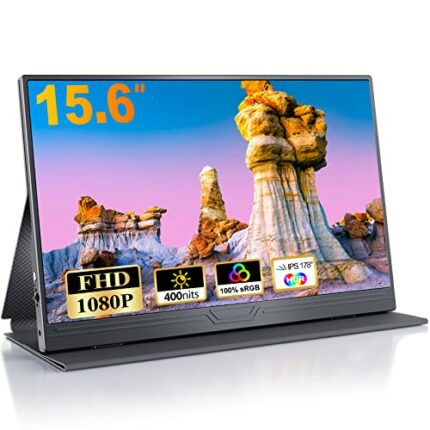 CUIUIC Portable monitor 15.6 Inch,1080P FHD IPS Laptop monitor USB C HDMI Ultra-Thin Display w/Smart Cover & Speaker, External Portable monitor f