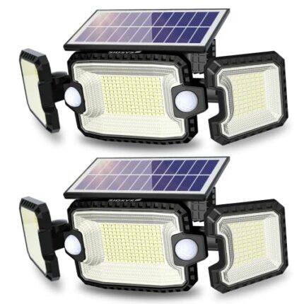 SIDSYS Solar Security Lights Outdoor with 2 Motion Sensors, Solar Powered Waterproof Flood Lights, 3 Lighting Heads 7300LM 305 LED Adjustable Spo