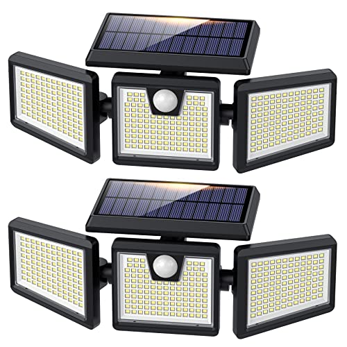 Feob Solar Lights Outdoor, 341 LED 3500LM Super Bright Solar Security Lights, PIR Motion Sensor Lights, 3 Heads Solar Flood Lights, 270° Wide Ang